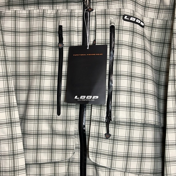 Loop Tackle Men's Fly Fishing Waterproof Hooded Zip Up Neutral Plaid Jacket XXL - Picture 3 of 11
